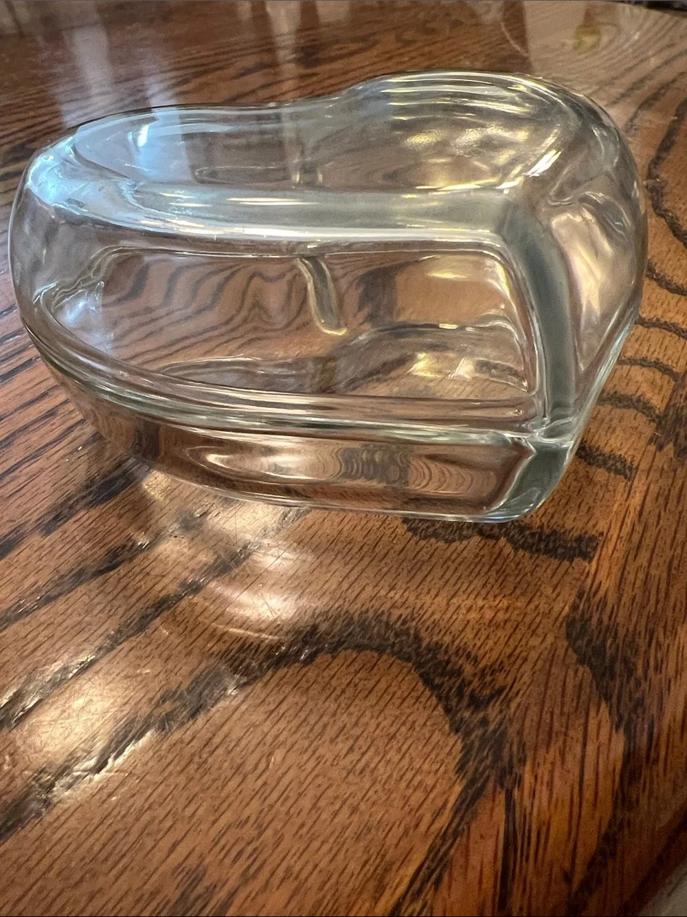 Clear Glass Heart Shaped Jewelry Box Trinket Dish Home Decor Accent